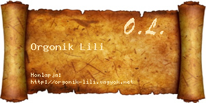 Orgonik Lili névjegykártya
